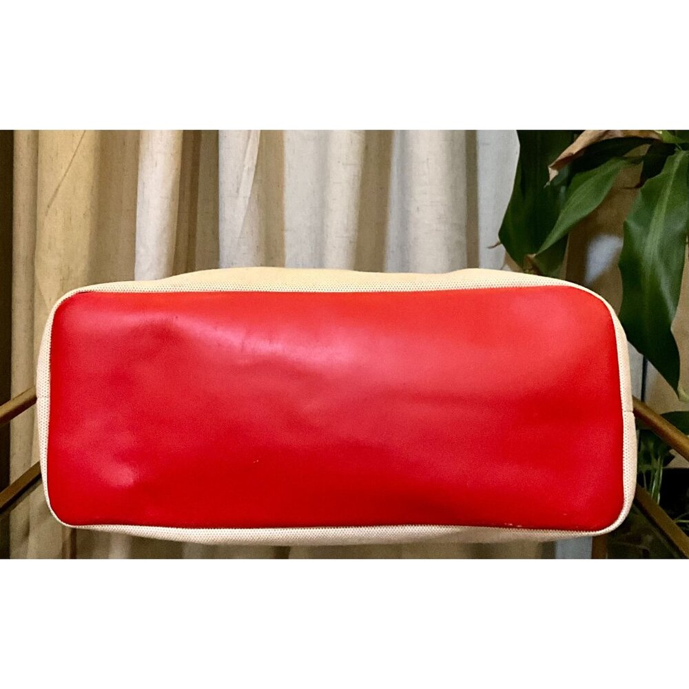 ♦️♦️ AUTHENTIC TORY BURCH RED AND CANVAS SHOULDER BAG/TOTE ♦️♦️ - Picture 7 of 8